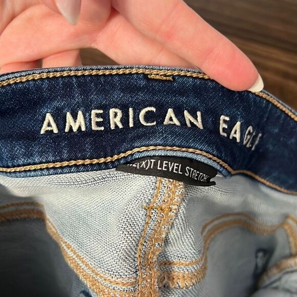 American Eagle Next Level Stretch Jeans Hi-Rise Jegging Dark Destroyed, 0 Short - Picture 9 of 11